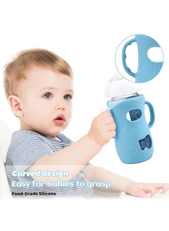 3 Pack Silicone Sleeves for Avent Natural Glass Baby Bottles, Anti Breakage Baby Bottle Sleeves with Handles, Compatible Philips Avent Glass Natural Baby Bottle 8 oz (White+Green+Blue) - Image 2